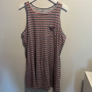 Red, white, and blue stripped dress